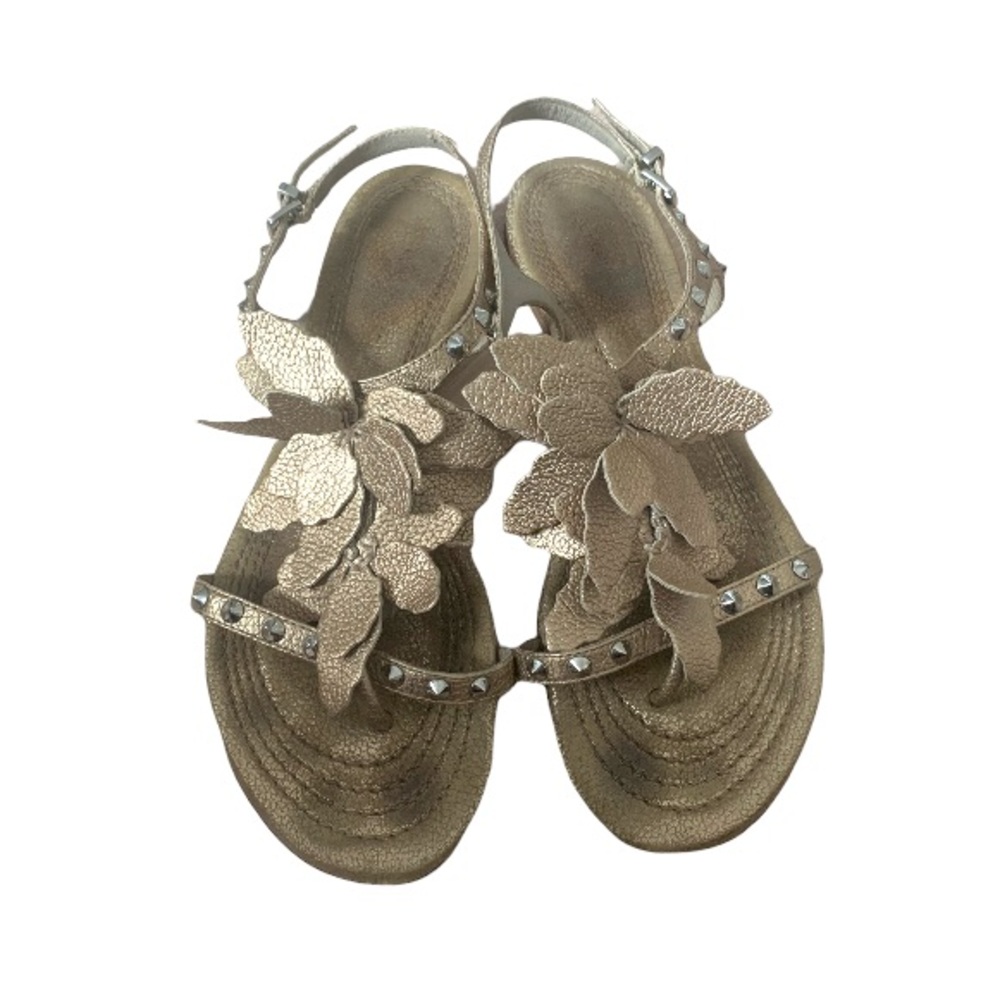Kennel and Schmenger Gold Flower Flat Sandals
